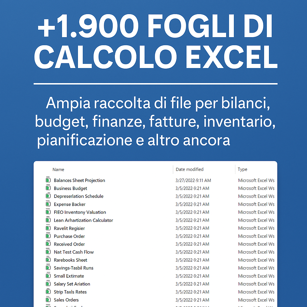 +1900 Fogli Excel Pronti all'Uso – Ottimizza la Tua Gestione Aziendale in un Click